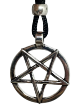 Inverted Pentagram Pendant Necklace LaVey Baphomet Satanism Beaded Tie Cord Lace - £5.85 GBP