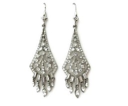 Vintage Carolee Art Deco Earring Chandelier Crystal - £23.97 GBP