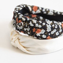 Isla Black Floral and White Satin Headbands Set - $19.80