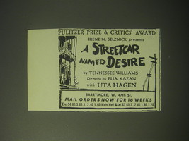 1948 A Streetcar Named Dessire Play by Tennessee Williams Advertisement - £14.56 GBP