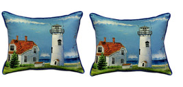 Pair of Betsy Drake Chatham MA Lighthouse Large Pillows - £71.21 GBP