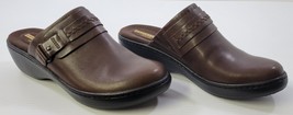 BG) Women Clarks Delana Amber Dark Brown Leather Mule Shoes 8-1/2M - £19.66 GBP