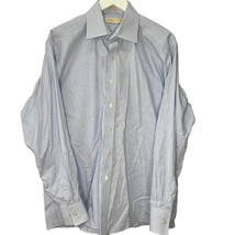 Michael Kors Long Sleeve Button Down Shirt Size 17 34/35 XL Blue White P... - $29.65