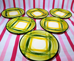 Darling 1940&#39;s Vernon Kiln USA Pottery Vernonware Gingham 6pc Saucers Plates - £10.27 GBP