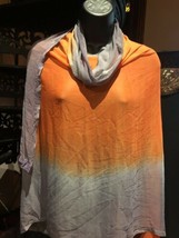 Vintage Orange Gray Sari Shawl Silk Chiffon Tie Dye - £50.65 GBP
