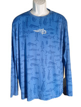 REEL LIFE Men&#39;s Long Sleeve Pull-Over Fish T-Shirt Blue XL - $11.87