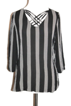 Maurices 3/4 Sleeve Blouse, Shirt Top Semi-Sheer Black &amp; White Stripe Small NWT - £12.43 GBP