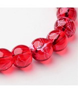 50 Graffiti Glass Beads 8mm Red Christmas Bulk Jewelry Supplies Speckled... - $147.58 MXN
