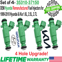 x4 OEM Bosch 4-Hole Upgrade Fuel Injectors for 99-10 Hyundai, Kia 1.6L 2.5L 2.7L - £77.26 GBP