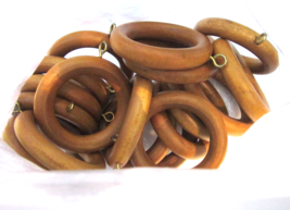 Lot of 32 Vintage Brown Wooden Curtain or Drapery Rings APPEAR UNUSED - £25.97 GBP