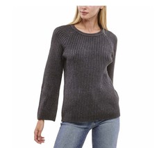 Fever Women&#39;s Size Large Gray Bell Sleeve Ribbed Sweater NWT - £15.06 GBP