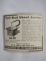 Advertisement from 1939 Synchro Junior Jig Saw, Syncro Devices, Detroit,... - $7.99