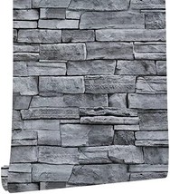 Practicalws Grey Brick Stone Peel And Stick Wallpaper 3D Removable Decoration - £31.13 GBP