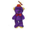 VINTAGE 1989 LIBERTY TOY PURPLE TEDDY BEAR W/ YELLOW HAT STUFFED ANIMAL ... - $19.00