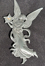 &quot;JJ&quot; Jonette Jewelry Silvertone Pewter &#39;ANGEL with Star&#39; Pin /Broach - £12.65 GBP
