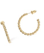 14K Gold Plated 2.5mm Twisted Rope Round Hoop Earrings - £38.99 GBP