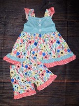 NEW Boutique Floral Tunic Dress Ruffle Shorts Girls Outfit Set - £14.11 GBP+