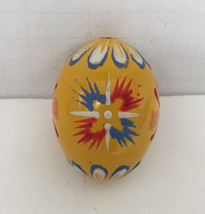 Vintage hand painted pysanky Russian orthodox Easter egg shell egg yellow blue - £15.68 GBP