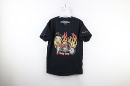 Retro Betty Boop Mens M Faded Spell Out Pinup Fire Flames Motorcycle T-Shirt - £31.10 GBP