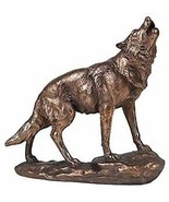 Full Moon Howling Alpha Gray Wolf Timberwolf Statue In Gold Patina Finis... - $54.75 CAD