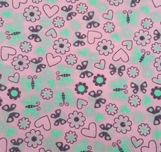 New Cotton Flannel 4 pieces Assorted Sizes Lavender Purple Aqua Hearts Flowers - £3.22 GBP