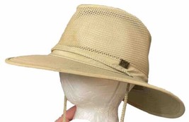 Henschel Hat Co Large Beige Khaki Aussie Breezer Breathable Cotton w/ Me... - £21.28 GBP
