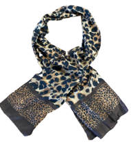 Women Ladies Leopard Print Soft Sheer Long Neck Head Scarf GUC - £6.22 GBP