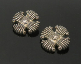 ZINA 925 Silver - Vintage Dark Tone Fluted Cross Non Pierce Earrings - EG11020 - £85.10 GBP