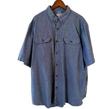 Carhartt Shirt Mens XXL Button Up Chambray Blue Short Sleeve 2 Pockets Work - £19.02 GBP