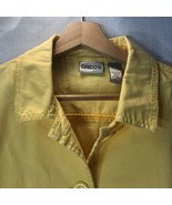 Chico&#39;s Size 2 Yellow Twill Barn Coat Jacket Collar Pockets Cotton Blend - £23.70 GBP