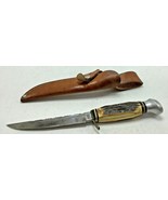 Vintage olsen stag handle fixes blade knife NICE Hunting deer sheath - £87.35 GBP