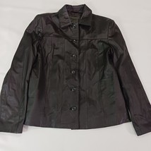 John Paul Richard Uniform Leather Women&#39;s Brown Front Button Jacket Size 10 - €17,78 EUR