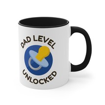 dad level unlocked gift Accent Coffee Mug, 11oz  will do custom work - £14.14 GBP