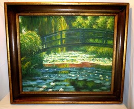 Vtg Oil On Canvas Painting Signed Impressionism Spring Pond Framed 25”X29” - £158.49 GBP