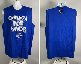 NWT Corona Extra Beer Cerveza Por Favor Sleeveless T Shirt Mens XL Blue - £19.37 GBP