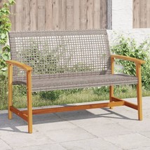 Outdoor Garden Patio Balcony 2 Seater Poly Rattan Wood Bench Chair Seat ... - $141.62