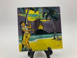 Hawaii Glass Coaster with Retro Graphics 3.75" - $5.90
