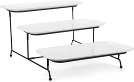 3 Tiered Serving Platter, 3-Piece 14.75&quot; Melamine Tray And Tier Rack, - $40.98