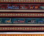 Cotton Trains Railroad Tracks Signs Locomotion Fabric Print by the Yard ... - $14.95