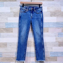 J Crew 9&quot; Vintage Slim Straight Jeans Warm Seaside Wash Raw Hem Womens 2... - £30.92 GBP