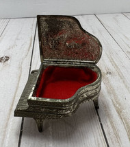 Vintage Piano Harp Ballerina Jewelry Box Silver Plated Patina Japan Etched Mcm - £27.69 GBP