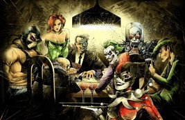 Batman Villains Playing Poker Poster Canvas | Framed | Joker Harley Quin... - £15.67 GBP