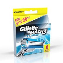 Gillette Mach3 Turbo Blades - 8 Cartridges (Free shipping worldwide) - £28.84 GBP