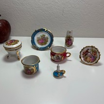 Limoges Miniatures Mug Plate Candle France Dishes Cup Hand Painted Miniature - £39.70 GBP