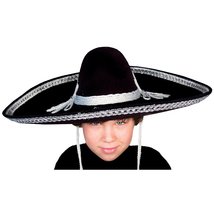 HMS Men&#39;s Mexican Sombrero 24 Inch Wide Simulated Wool with Silver Trim,... - £27.90 GBP