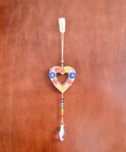 Floral Heart Prism Suncatcher, Flower Sun Catcher, Beaded Hanging Suncat... - $14.95