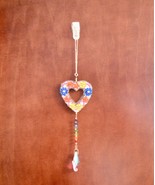 Floral Heart Prism Suncatcher, Flower Sun Catcher, Beaded Hanging Suncat... - $20.48 CAD