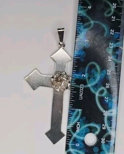 Silver 925 Cross Crucifex Pendant Charm Rose Item image 2
