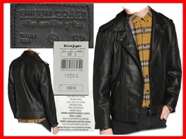 Green Coast Men&#39;s Leather Jacket 52 EU/ 42 Uk / L GC01 T3G - £110.58 GBP