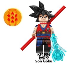 PAPBRIKS Son Goku Red Dragon Ball Super Z yellow weapon Custom Minifigure! - £6.00 GBP